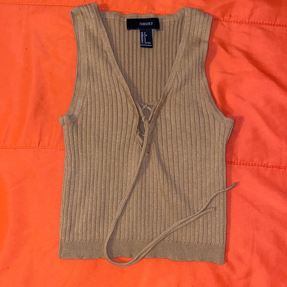 Lace up Ribbed Knit Crop top